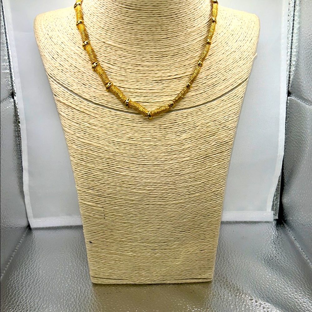 Avon bamboo link necklace gold tone vintage evening wear classic polished retro